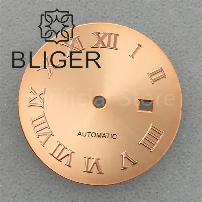 BLIGER – cadran de montre pour femme, 24.5mm, avec argent, or, Rose, Index de chiffres romains, sans