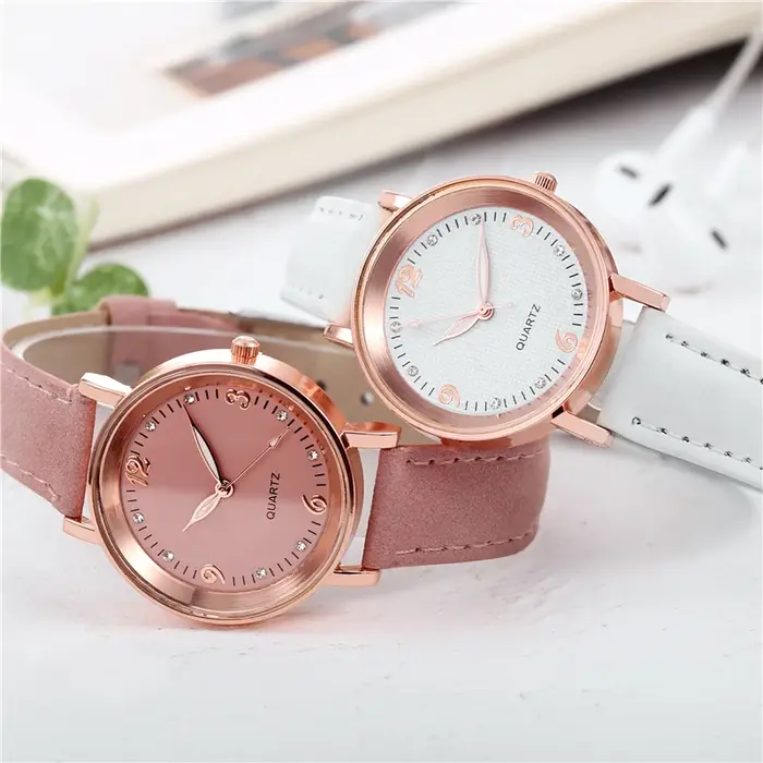 Mode cadran arabe montre pour femme bracelet en cuir décontracté montres à quartz analogiques