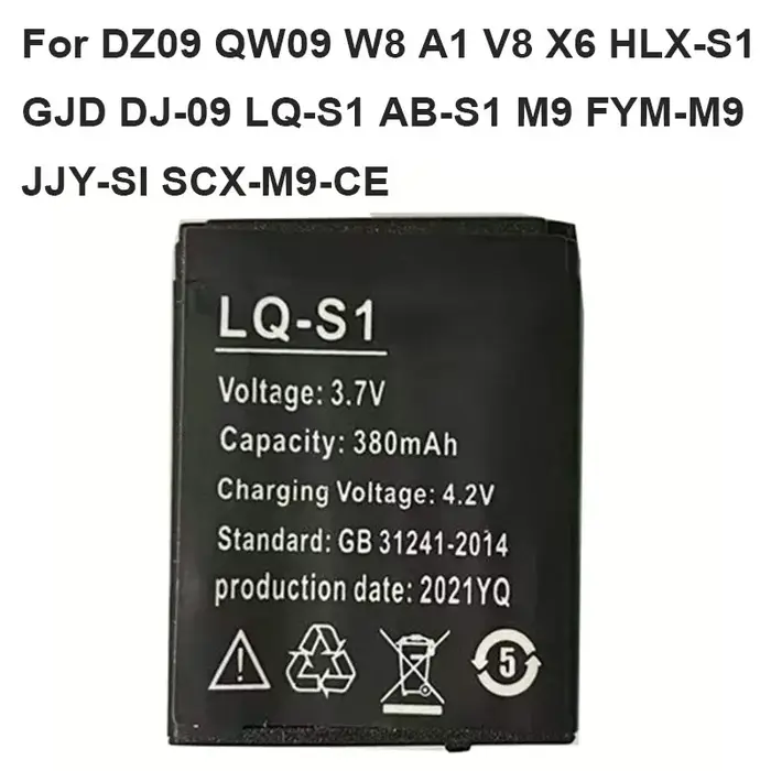 3.7V 380mAh LQ S1 W9 batterie de montre intelligente