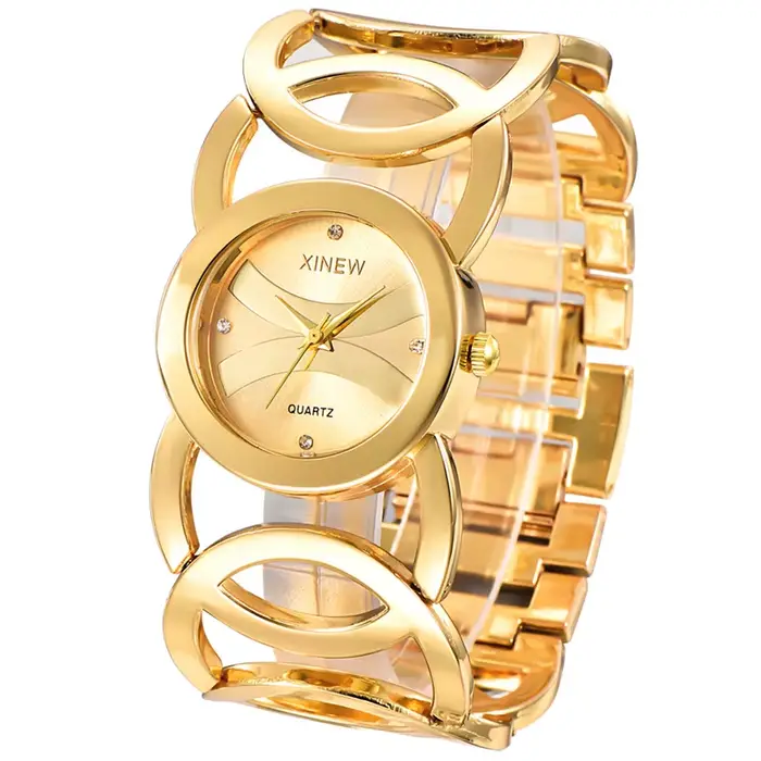 Femmes grande marque originale XINEW 6438 montres dames décontracté doré luxe Quartz Bracelets montre Relogios Feminino mode 2024