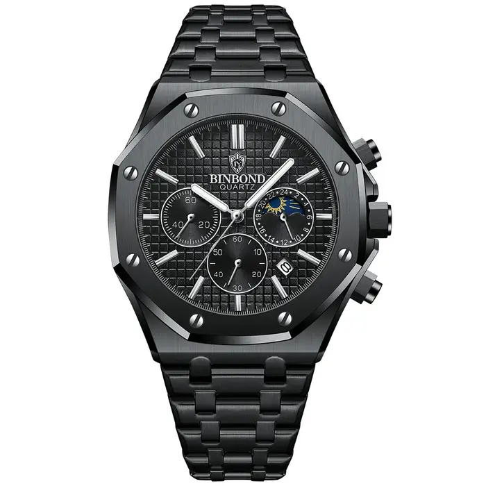BINBOND qualité hommes montre de luxe haute homme Quartz montre-bracelet étanche lumineux Date en acier inoxydable