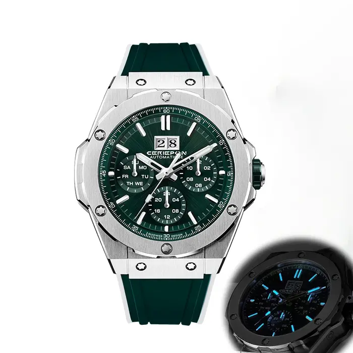 Montre mécanique multifonctionnelle pour hommes, série Blue Planet, entièrement automatique, ajourée
