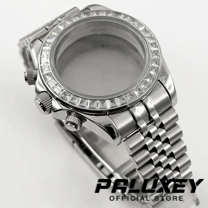 Boîtier de montre Daytona 40 mm VK63 avec lunette sertie de diamants