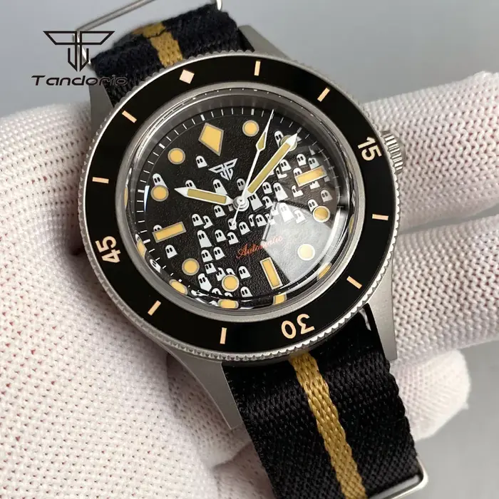 Tandorio 40mm 50 brasses Style dôme saphir montre mécanique pour hommes automatique mis5 8215 Movt 2