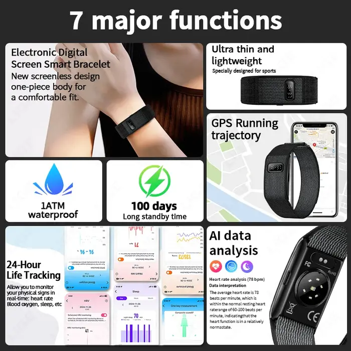 Nouvelle montre connectée numérique LIGE pour homme avec moniteur de fréquence cardiaque 24h/24