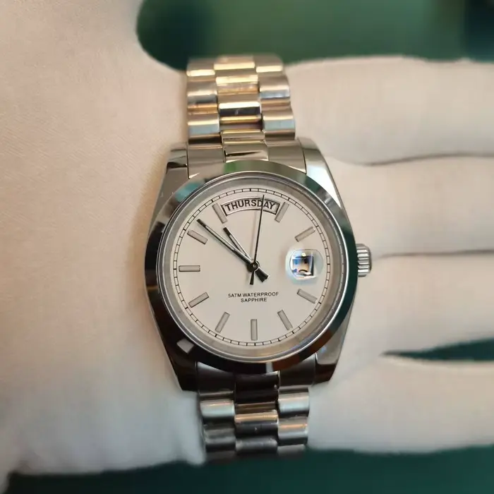 Montre pour hommes de petite taille verre saphir acier inoxydable natation 50M étanche affaires battre mouvement à Quartz DD36MM montre-bracelet