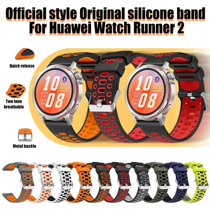 Bracelet en silicone officiel original pour Huawei Watch GT Runner2, bracelet de montre de 22 mm, Correa Running pour Huawei Watch GT Runner2 Stra