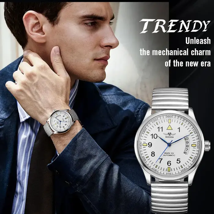 Marques de luxe gagnant champ pilote montre pour homme en acier inoxydable mouvement automatique horloge haute qualité plongeur mâle montre-bracelet copie