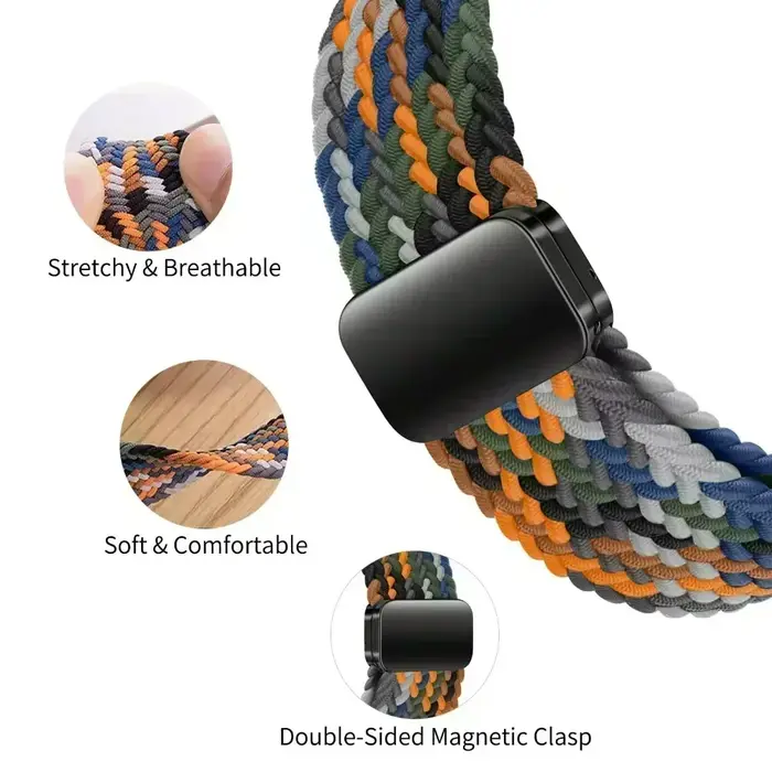 Bracelet magnétique de 22mm pour montre Realme 5, boucle tressée en Nylon pour montre Realme S2 S S Pro/Realme 3 3 Pro 2 2 Pro