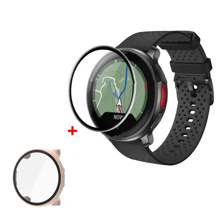 1 + 1 PMMA protecteurs d'écran Film de verre Bracelet couverture pour Polar VantageV3 montre lunette étui de protection