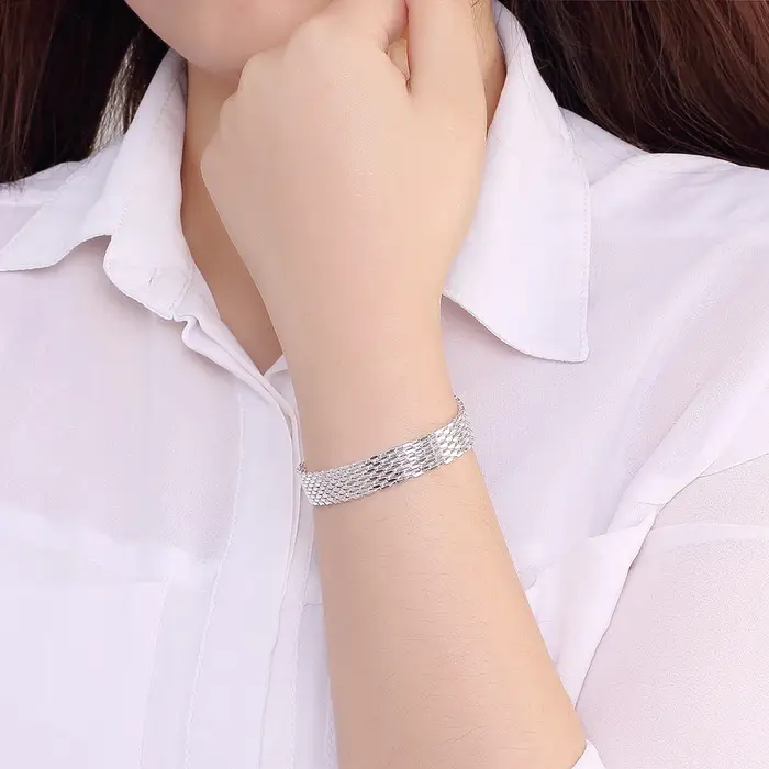 Bracelet en maille d'argent Sterling 925 pour hommes et femmes