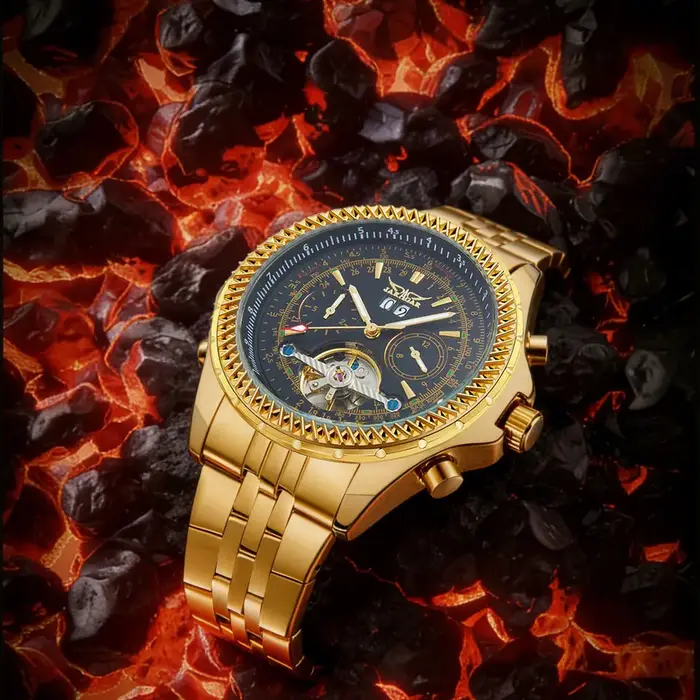 Montres pour hommes JARAGAR Sports, montre mécanique automatique de luxe de marque haut de gamme pour hommes, bracelet en acier inoxydable argenté, montre-bracelet militaire