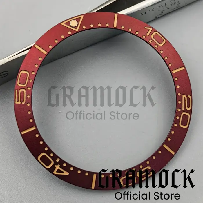 Gramock Vintage 38mm aluminium brossé bordeaux rouge vert montre lunette Lume Fit 41mm boîtier