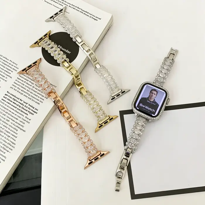 Bracelets de luxe style joaillerie pour Apple Watch Series 11 10 9 8 7 6 5 4 3 2