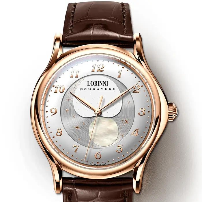 Montre mécanique pour homme Lobinni Top MIYOTA 821A, mouvement automatique, phase de lune, marque de luxe suisse, montres automatiques