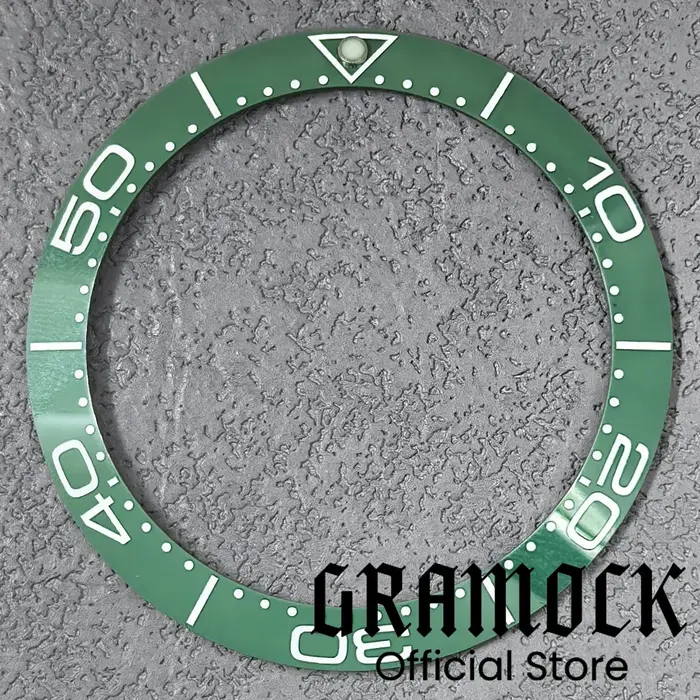 Gramock Vintage 38mm aluminium brossé bordeaux rouge vert montre lunette Lume Fit 41mm boîtier