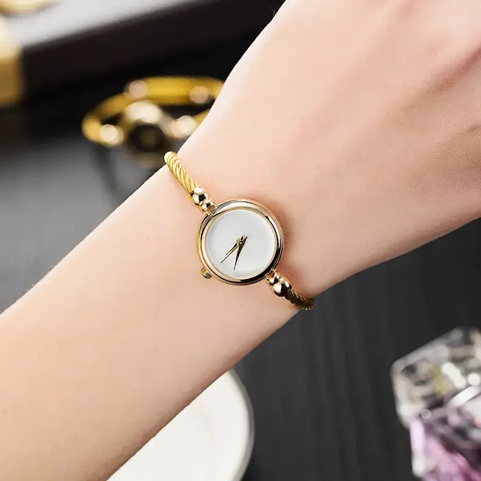 2 pièces montres pour femmes mode or Bracelet fin dames
