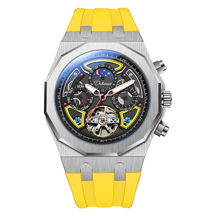 DULUNWE montres de Sport de marque supérieure avec Tourbillon bracelet en caoutchouc cadran multifonction