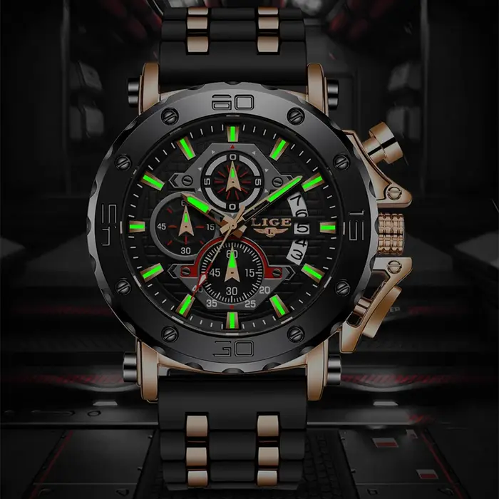 LIGE 2025 nouvelle entreprise Silicone hommes montres haut de gamme montre à Quartz de luxe