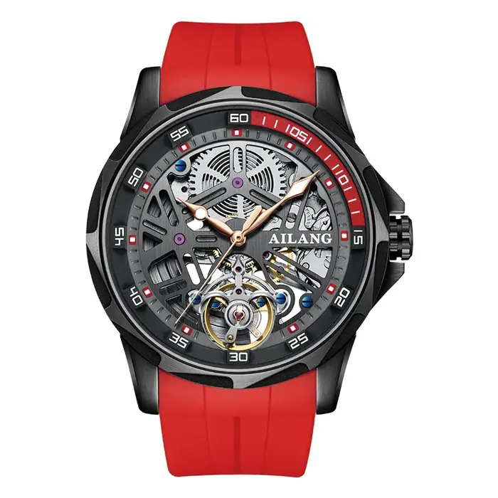 Montre en verre incurvé durable 8206 AILANG, boîtier en acier, tourbillon, lumineuse, étanche, autom