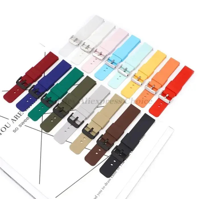 Bracelet de montre en Silicone 14/16/18/19/20/22/24mm bracelets de montre en caoutchouc souple à dégagement rapide pour Samsung Galaxy pour Garmin pour montre Huawei