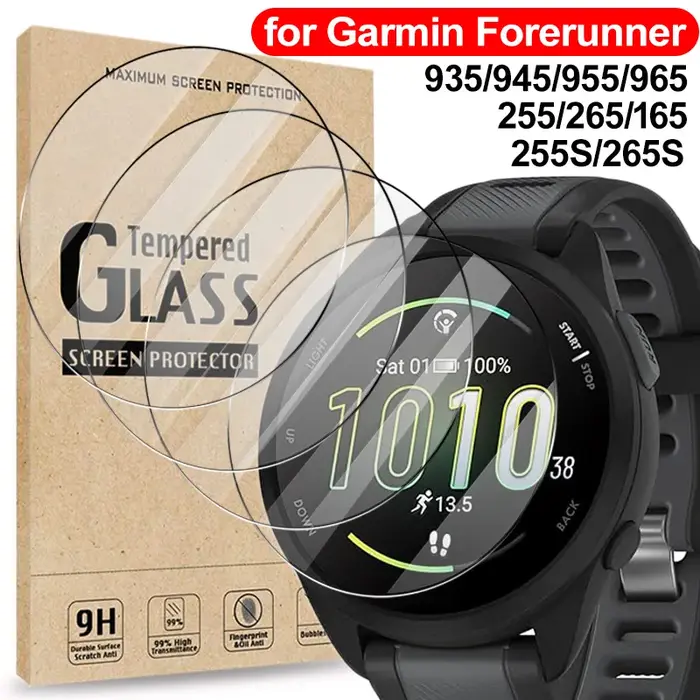 Protecteur d'écran de montre en verre trempé, Film en verre anti-rayures pour Garmin Forerunner 965 955 945 935 735XT 165 265 255 265S 255S