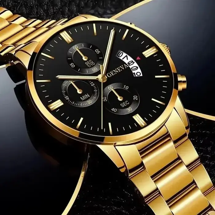 Montre à quartz pour homme en acier inoxydable de luxe