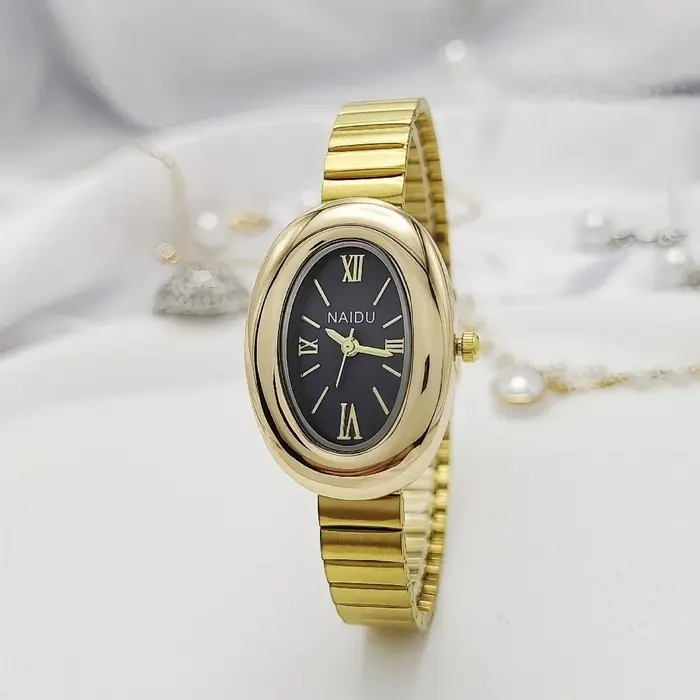 Montres ovales pour femmes avec bracelet en acier inoxydable
