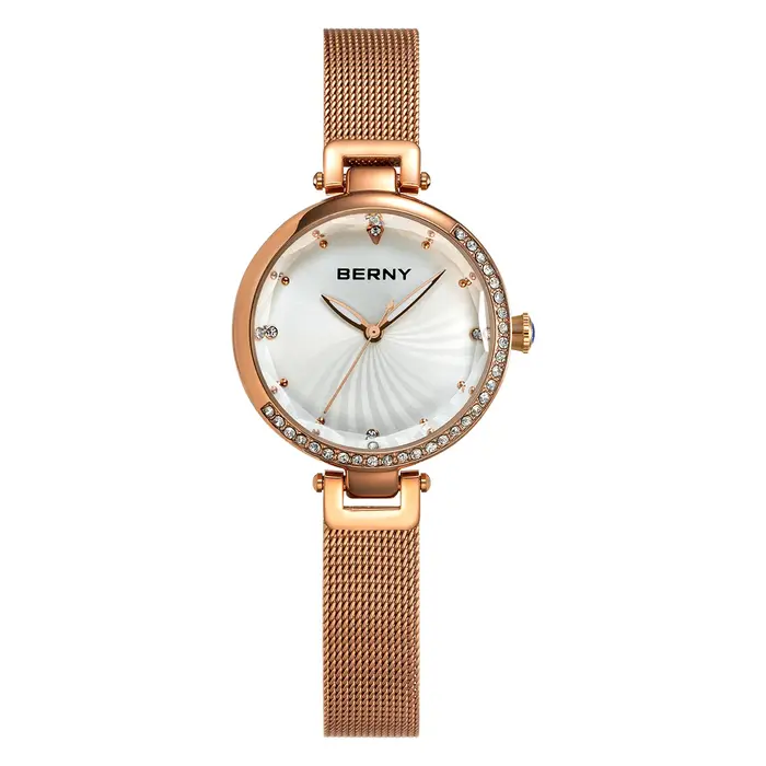BERNY – montre pour femmes, petit cadran lumineux, marque de luxe, bracelet réglable en acier inoxyd