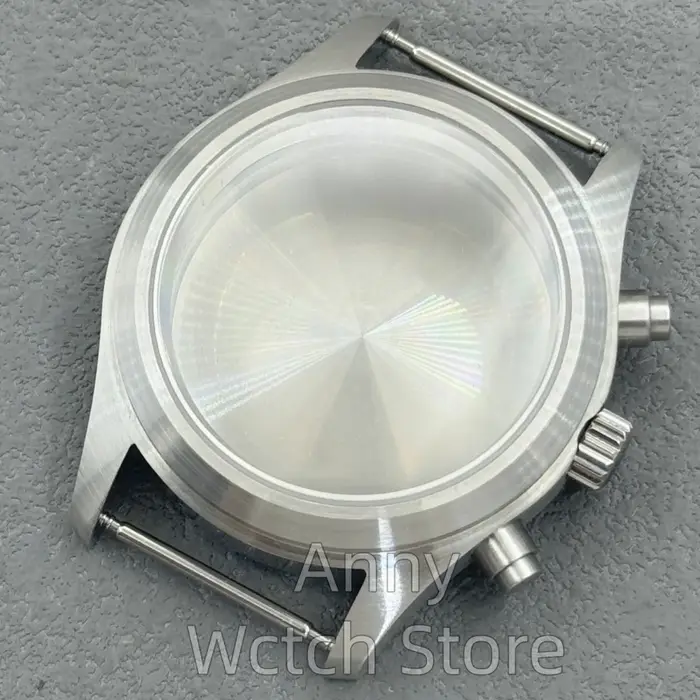 Boîtier de montre de plongée en verre saphir bombé de 38 mm, finition brossée, couronne à vis, compa