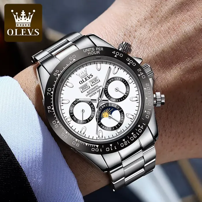 OLEVS 6654 montre de luxe pour hommes chronographe automatique mécanique montre-bracelet étanche lumineux haut marque