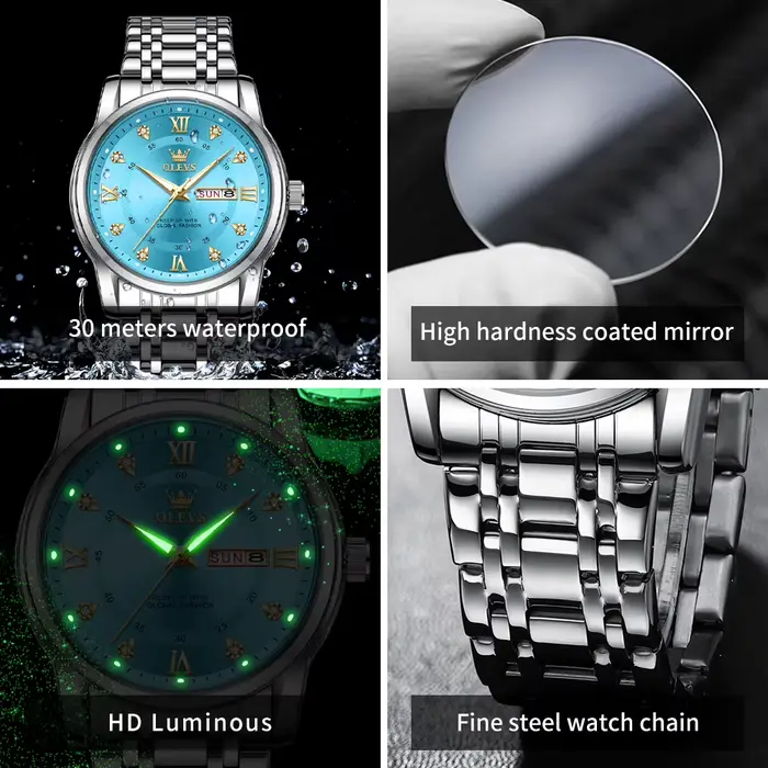 OELVS montres pour hommes Top marque décontracté Original montre-bracelet étanche en acier inoxydable résistant aux rayures montre miroir pour homme