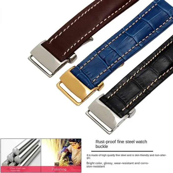 Bracelet de montre en cuir véritable pour hommes