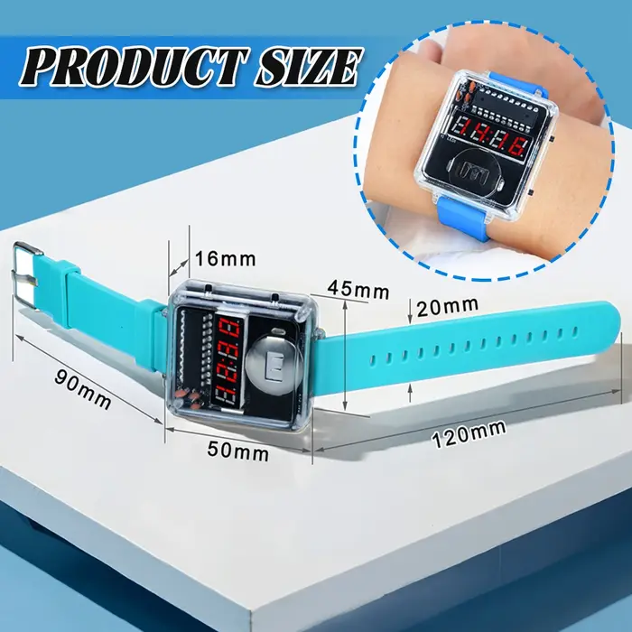 Kit de montre électronique à monter soi-même, affichage numérique LED créatif, boîtier Transparent 3V, soudage pratique, Kit de bricolage électronique