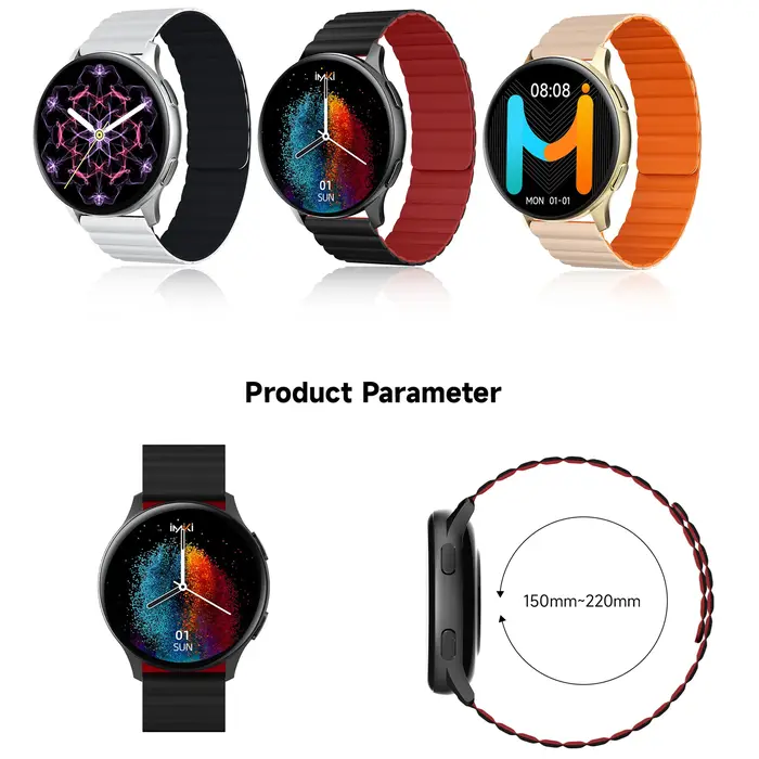 Montre connectée IMIKI KW66 Pro avec écran AMOLED HD de 1,43 pouces, batterie de 270 mAh, étanche, pour le sport, avec suivi de la fréquence cardiaque et appels Bluetooth