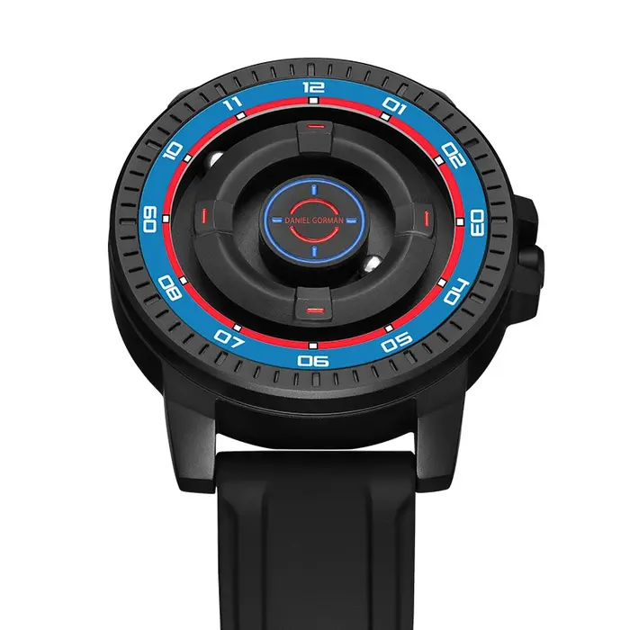 DANIEL GORMAN Designer Nightlight Montre homme en silicone noir Montre à quartz avec cadran circulaire unique Montre-bracelet magnétique en acier avec perles