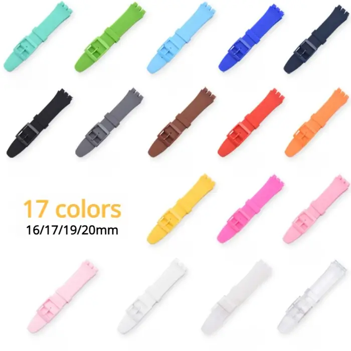 Bracelet de montre en Silicone 16mm 17mm 19mm 20mm pour Swatch