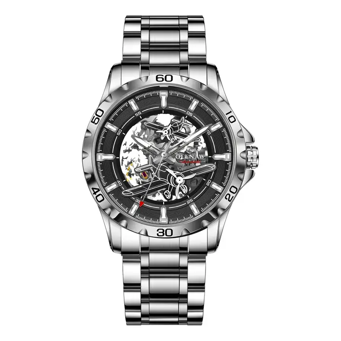 Montres mécaniques entièrement automatiques Glenaw Aircraft pour hommes