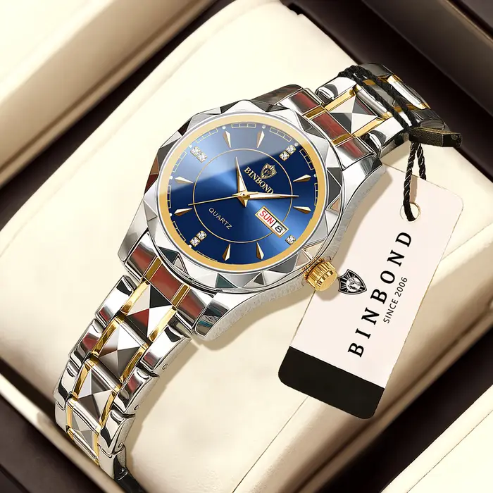 Montres-bracelets de luxe BINBOND en quartz pour femmes, lumineuses, étanches, avec affichage de la semaine et date automatique, montres pour femmes, mode décontractée, Reloj