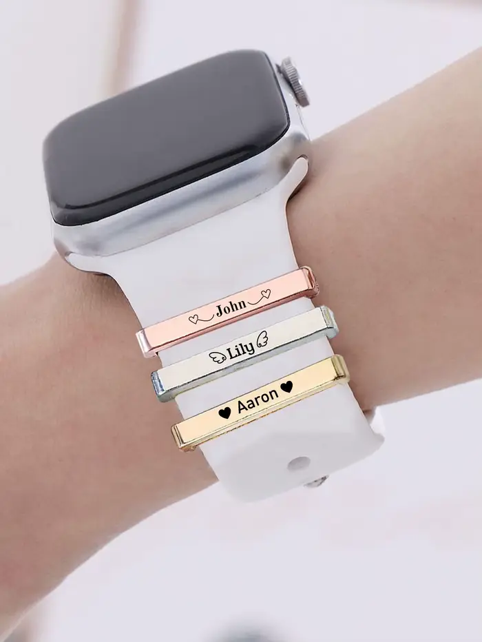 Breloque de bracelet de montre avec nom gravé personnalisé