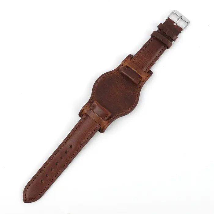 Bracelet de montre en cuir véritable pour homme