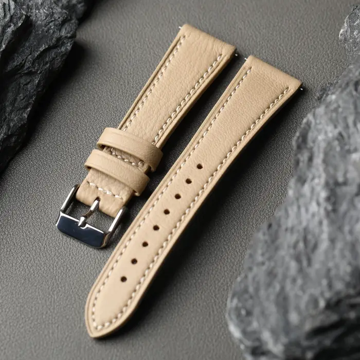 Bracelet en cuir de chèvre français fait à la main 18 19 20 21 22MM