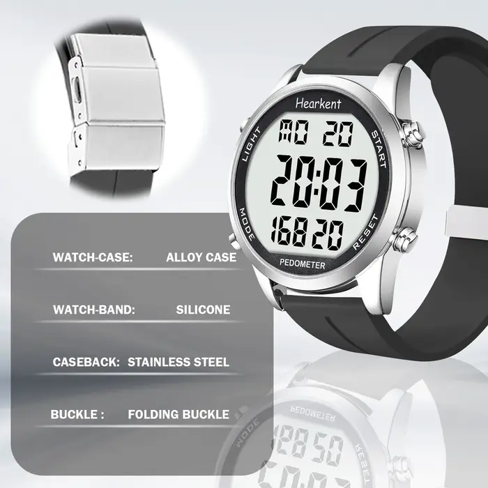 Hearkent podomètre montre hommes/femmes Sports de plein air montres étape compteur de calories rétro-éclairage LED pour traqueur de marche pas de Bluetooth