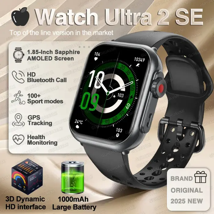 Pour montre IOS Ultra 2 SE hommes femmes Bracelet intelligent 1000mAh batterie GPS AMOLED affichage 