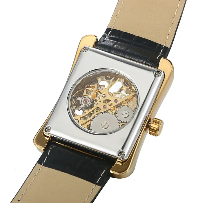 LANCARDO – montre mécanique automatique pour hommes, montre-bracelet Simple avec bracelet en cuir