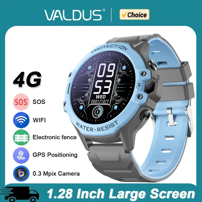 VALDUS 2025 nouveau VK55 enfants montre GPS SOS appel avec caméra 0.3 Mpix 4G carte SIM