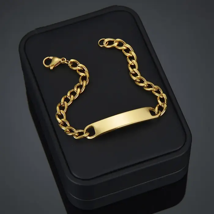 Bracelet personnalisé en acier inoxydable avec nom gravé, plaque signalétique personnalisée, Date, bijoux pour hommes et garçons, cadeau d'anniversaire