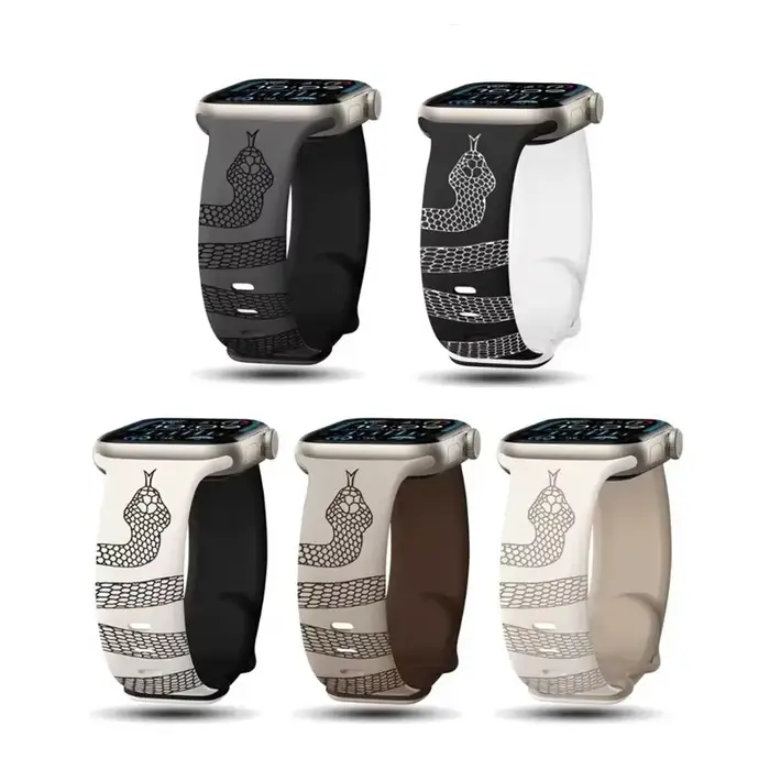 Nouveau bracelet en Silicone serpent gravé pour Apple Watch 42mm 46mm 49mm 41 45 40 38