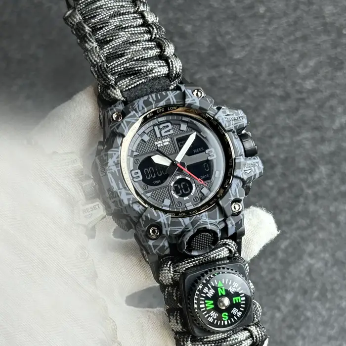 Montres militaires hommes Camouflage LED montre numérique montre de survie en plein air multifonctio