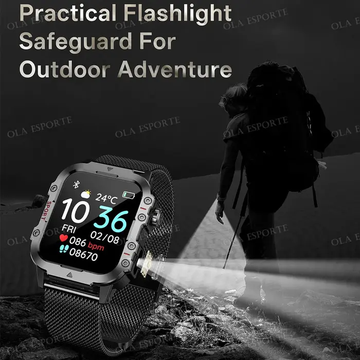 Montre connectée militaire robuste pour hommes